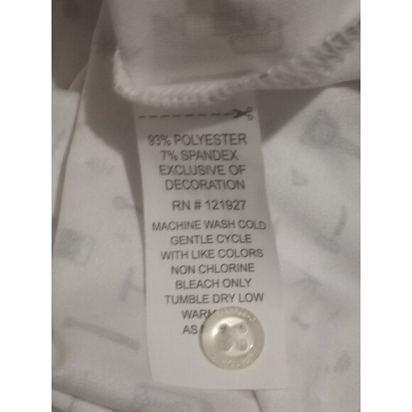 Johnnie O Polo Shirt Mens 2XL White All Over Print Geometric Performance Drinks - Picture 11 of 13